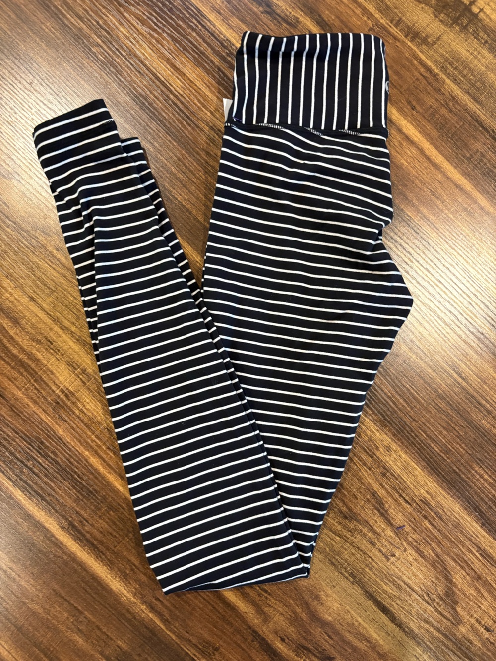 lululemon athletica Black and White Striped Leggings